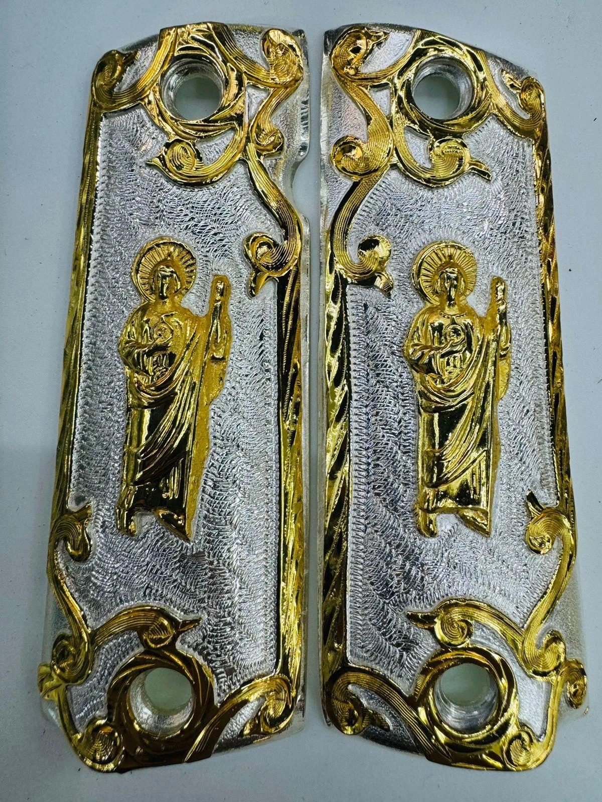 Gold & Silver-Tone San Judas 1911 Grips