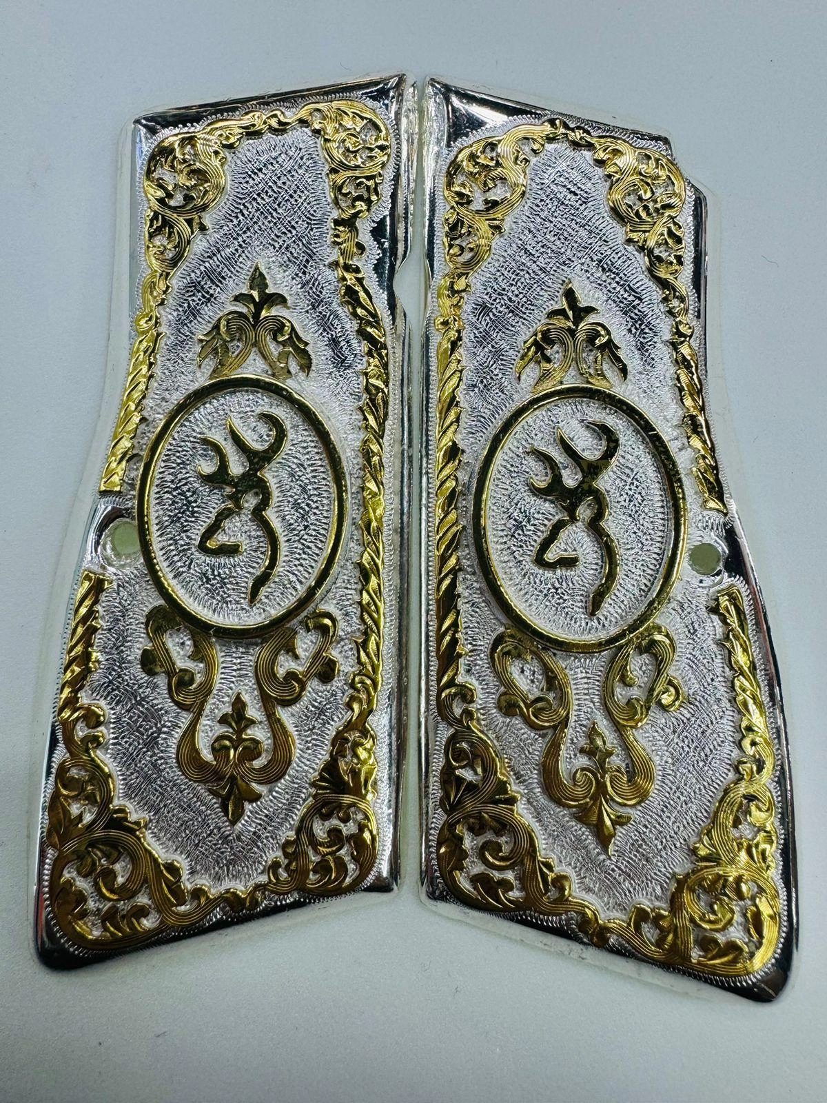 White & Gold Browning Hi-Power Grips