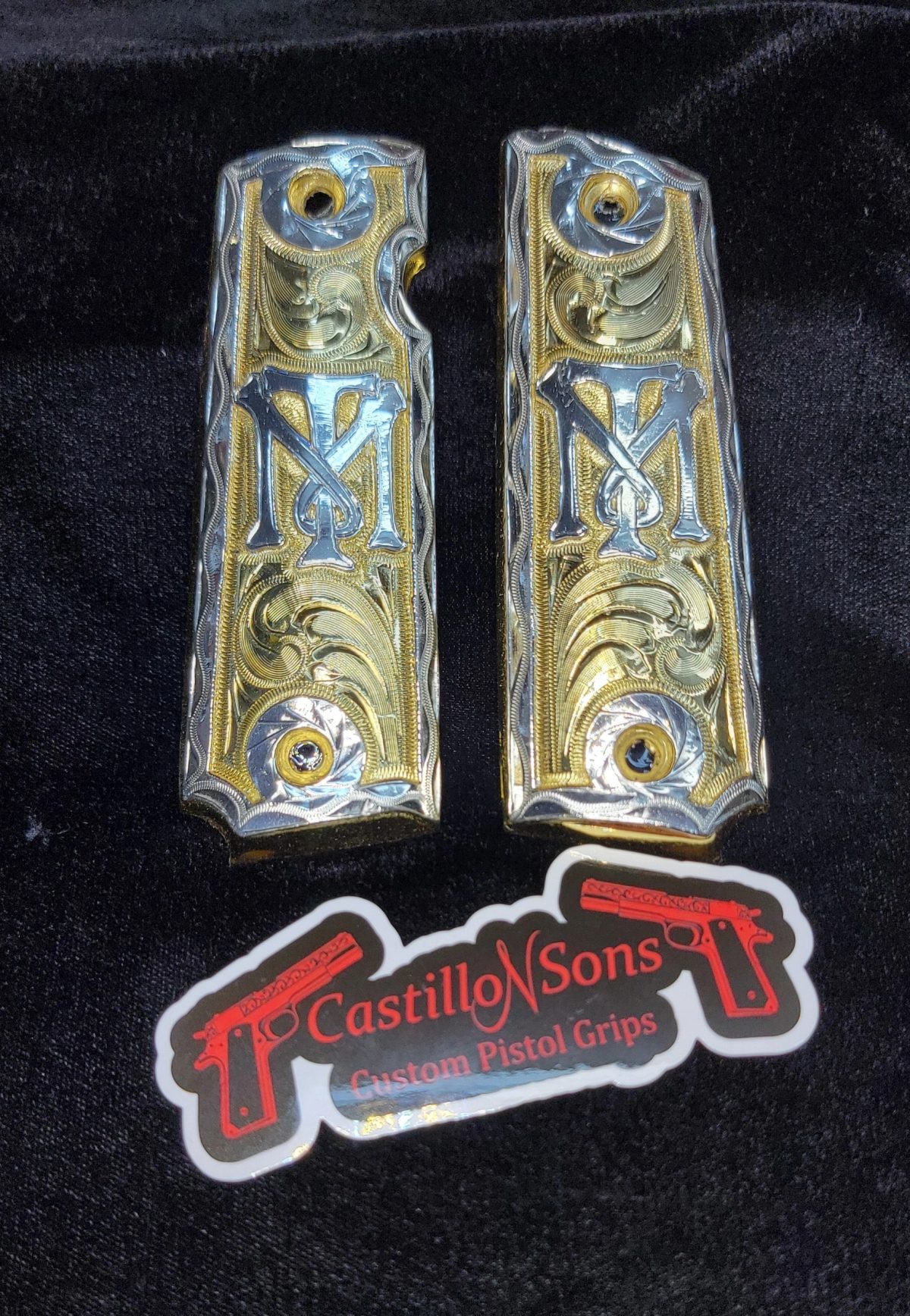 Gold & Silver-Tone “TM” 1911 Grips