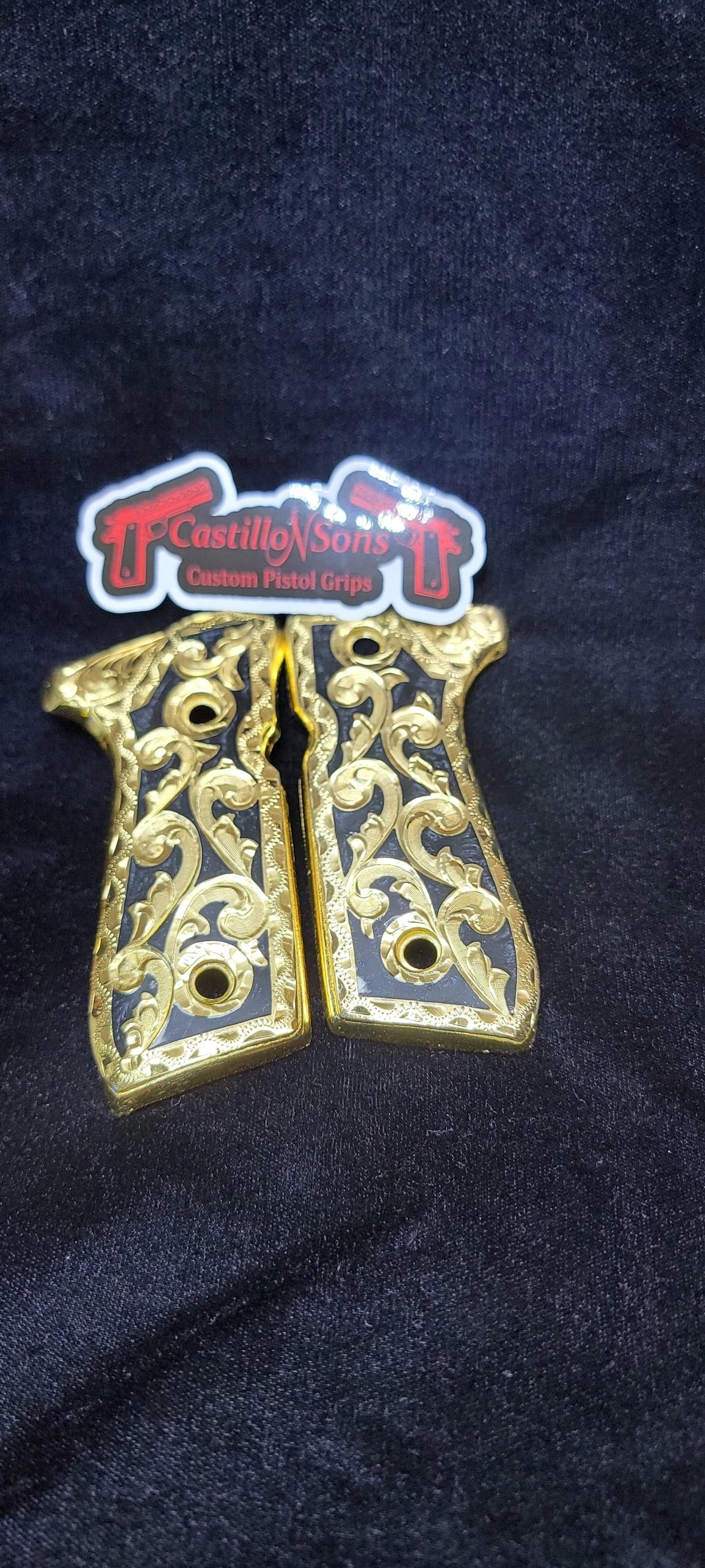 Gold Scroll Beretta 92FS Grips