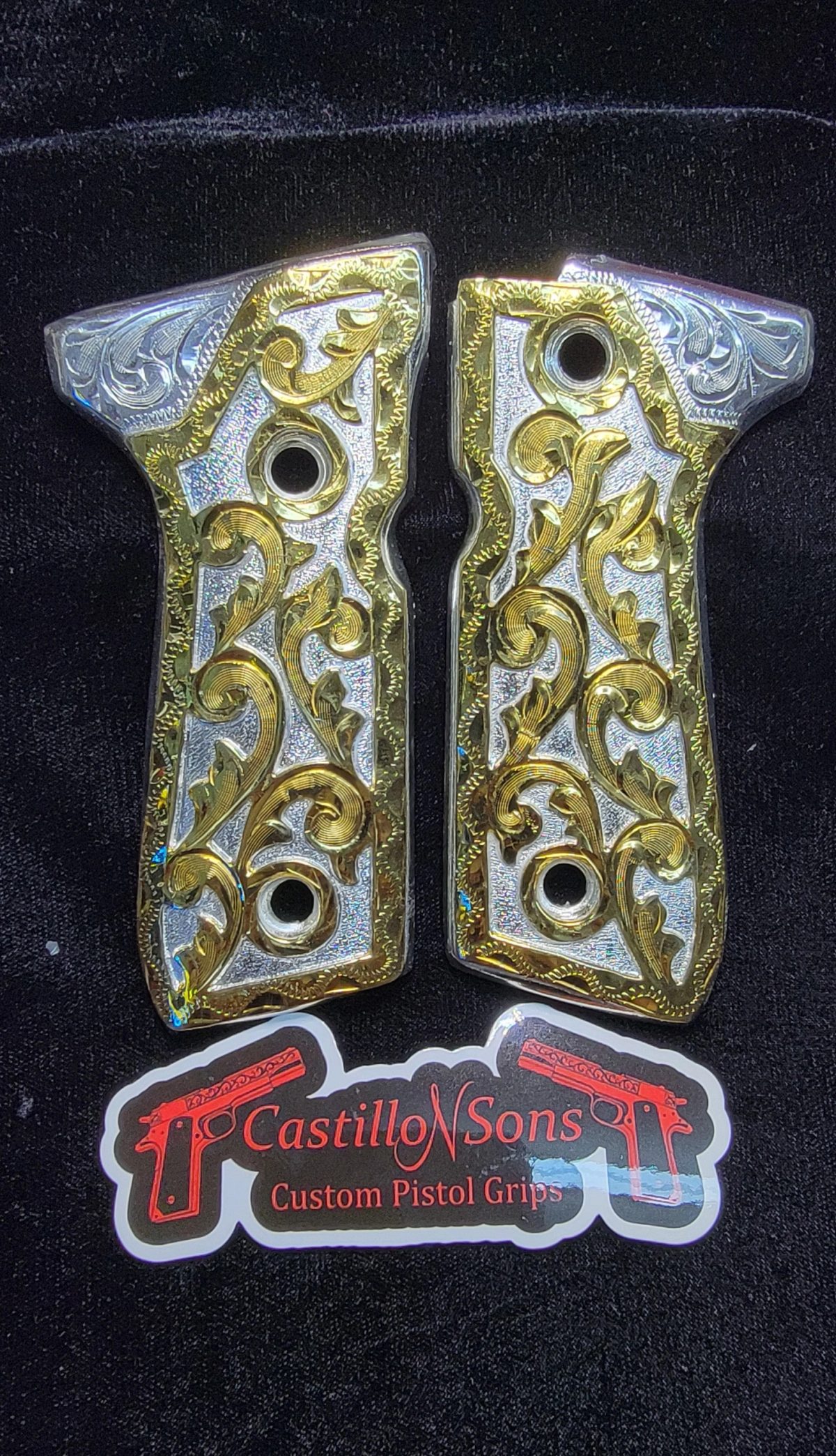 Two-Tone Scroll Beretta 92FS Grips