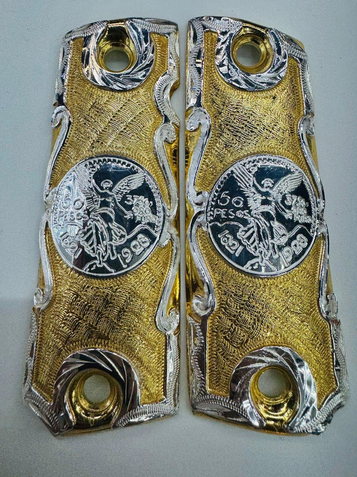 Gold and silver two-tone custom Centenario grips